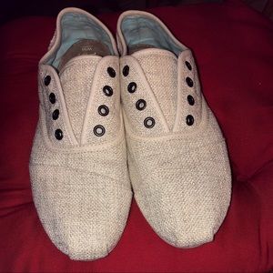 Women’s metallic Linen  off white Toms  cordones